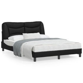 Bed frame with LED lights black synthetic leather 140x190 cm by , Beds and slatted bases - Ref: Foro24-3213927, Price: 233,82...