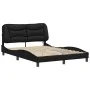 Bed frame with LED lights black synthetic leather 140x190 cm by , Beds and slatted bases - Ref: Foro24-3213927, Price: 256,65...