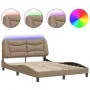 Bed frame with LED cappuccino synthetic leather 140x190 cm by , Beds and slatted bases - Ref: Foro24-3213931, Price: 228,22 €...