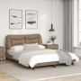 Bed frame with LED cappuccino synthetic leather 140x190 cm by , Beds and slatted bases - Ref: Foro24-3213931, Price: 227,83 €...
