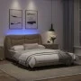 Bed frame with LED cappuccino synthetic leather 140x200 cm by , Beds and slatted bases - Ref: Foro24-3213938, Price: 262,61 €...