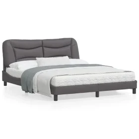 Bettgestell mit LED-Leuchten, graues PE-Leder, 160 x 200 cm von , Betten und Lattenroste - Ref: Foro24-3213944, Preis: 269,67...