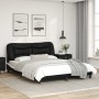 Estructura de cama con luz LED cuero PE negro blanco 160x200 cm