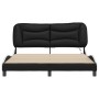Estructura de cama con luz LED cuero PE negro blanco 160x200 cm