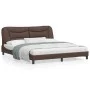 Bed frame with LED light brown synthetic leather 180x200cm by , Beds and slatted bases - Ref: Foro24-3213950, Price: 273,94 €...