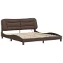 Bed frame with LED light brown synthetic leather 180x200cm by , Beds and slatted bases - Ref: Foro24-3213950, Price: 273,94 €...