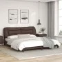 Bed frame with LED light brown synthetic leather 180x200cm by , Beds and slatted bases - Ref: Foro24-3213950, Price: 273,94 €...