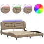 Estructura de cama con luz LED cuero PE capuchino 180x200 cm de , Camas y somieres - Ref: Foro24-3213952, Precio: 266,01 €, D...