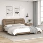 Estructura de cama con luz LED cuero PE capuchino 180x200 cm de , Camas y somieres - Ref: Foro24-3213952, Precio: 242,73 €