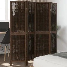 Dark brown paulownia wood 4-panel dividing screen by , Room dividers - Ref: Foro24-358657, Price: 100,35 €, Discount: %