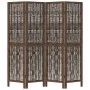 Dark brown paulownia wood 4-panel dividing screen by , Room dividers - Ref: Foro24-358657, Price: 100,32 €, Discount: %