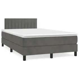 Box spring bed with mattress and LED dark gray velvet 120x190 cm by , Beds and slatted bases - Ref: Foro24-3270166, Price: 40...