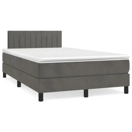 Box spring bed with mattress and LED dark gray velvet 120x190 cm by , Beds and slatted bases - Ref: Foro24-3270166, Price: 40...