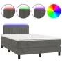 Box spring bed with mattress and LED dark gray velvet 120x190 cm by , Beds and slatted bases - Ref: Foro24-3270166, Price: 40...