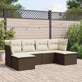 6-piece garden sofa set and brown synthetic rattan cushions by , Garden sets - Ref: Foro24-3218013, Price: 356,99 €, Discount: %