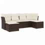 Set sofás de jardín 6 piezas y cojines ratán sintético marrón