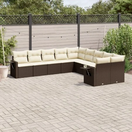 10-piece garden sofa set and brown synthetic rattan cushions by , Garden sets - Ref: Foro24-3220712, Price: 663,95 €, Discoun...