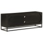 TV-Schrank aus massivem Mangoholz und schwarzem Eisen, 110 x 30 x 40 cm von , CD- und DVD-Speicher - Ref: Foro24-372002, Prei...
