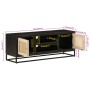TV-Schrank aus massivem Mangoholz und schwarzem Eisen, 110 x 30 x 40 cm von , CD- und DVD-Speicher - Ref: Foro24-372002, Prei...