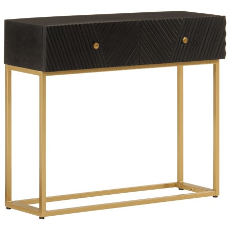Solid mango wood and black iron console table 90x30x76 cm by , Side tables - Ref: Foro24-372028, Price: 191,11 €, Discount: %