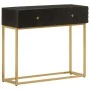 Solid mango wood and black iron console table 90x30x76 cm by , Side tables - Ref: Foro24-372028, Price: 187,96 €, Discount: %