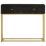 Solid mango wood and black iron console table 90x30x76 cm by , Side tables - Ref: Foro24-372028, Price: 191,11 €, Discount: %