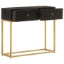 Solid mango wood and black iron console table 90x30x76 cm by , Side tables - Ref: Foro24-372028, Price: 191,11 €, Discount: %