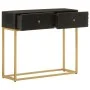 Solid mango wood and black iron console table 90x30x76 cm by , Side tables - Ref: Foro24-372028, Price: 187,96 €, Discount: %