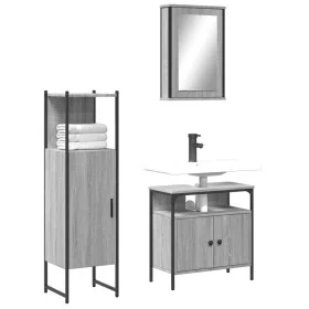 Set de muebles de baño 3 pzas madera contrachapada gris sonoma de , Muebles de baño - Ref: Foro24-3214818, Precio: 151,53 €, ...