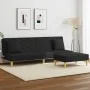 Sofá cama de 2 plazas con almohadas y taburete tela negro de , Sofás - Ref: Foro24-3216257, Precio: 312,57 €, Descuento: %