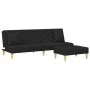 Sofá cama de 2 plazas con almohadas y taburete tela negro de , Sofás - Ref: Foro24-3216257, Precio: 312,57 €, Descuento: %