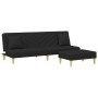 Sofá cama de 2 plazas con almohadas y taburete tela negro