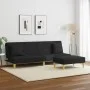 Sofá cama de 2 plazas con almohadas y taburete tela negro de , Sofás - Ref: Foro24-3216257, Precio: 312,57 €, Descuento: %