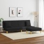 Sofá cama de 2 plazas con almohadas y taburete tela negro