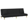Sofá cama de 2 plazas con almohadas y taburete tela negro