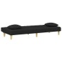 Sofá cama de 2 plazas con almohadas y taburete tela negro
