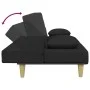 Sofá cama de 2 plazas con almohadas y taburete tela negro de , Sofás - Ref: Foro24-3216257, Precio: 312,57 €, Descuento: %