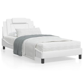 Bed with white synthetic leather mattress 100x200 cm by , Beds and slatted bases - Ref: Foro24-3208776, Price: 303,20 €, Disc...
