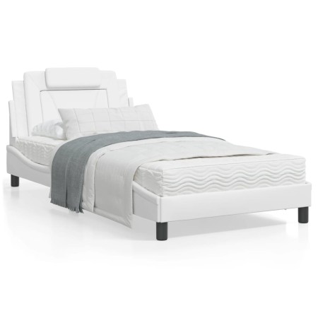 Bett mit weißer Kunstledermatratze 100x200 cm von , Betten und Lattenroste - Ref: Foro24-3208776, Preis: 303,20 €, Rabatt: %