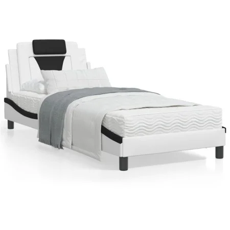 Bed with black and white synthetic leather mattress 90x200 cm by , Beds and slatted bases - Ref: Foro24-3208774, Price: 290,4...