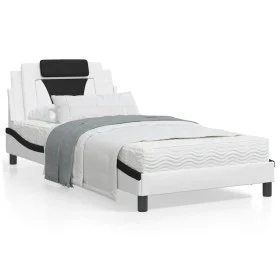 Bed with black and white synthetic leather mattress 100x200 cm by , Beds and slatted bases - Ref: Foro24-3208781, Price: 322,...