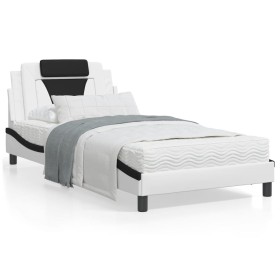 Cama con colchón cuero sintético blanco y negro 100x200 cm de , Camas y somieres - Ref: Foro24-3208781, Precio: 294,85 €, Des...