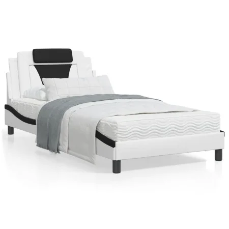 Bett mit schwarz-weißer Kunstledermatratze 100x200 cm von , Betten und Lattenroste - Ref: Foro24-3208781, Preis: 322,15 €, Ra...