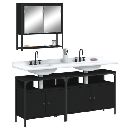Juego de muebles de baño 3 pzas madera contrachapada negro de , Muebles de baño - Ref: Foro24-3214665, Precio: 168,12 €, Desc...
