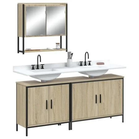 Set de muebles de baño 3 pzas madera contrachapada roble Sonoma de , Muebles de baño - Ref: Foro24-3214671, Precio: 163,05 €,...