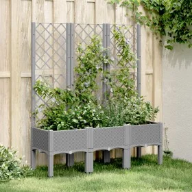 Planter with trellis PP light gray 120x40x142 cm by , Pots and planters - Ref: Foro24-367927, Price: 94,73 €, Discount: %