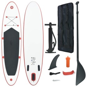 Set de tabla inflable de paddle surf SUP rojo y blanco