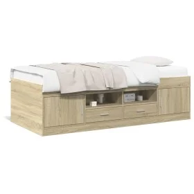 Lounger with Sonoma oak engineered wood drawers 100x200 cm by , Beds and slatted bases - Ref: Foro24-3280239, Price: 200,33 €...