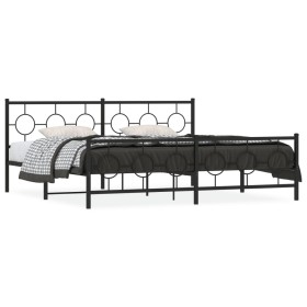 Estructura de cama cabecero y estribo metal negro 193x203 cm