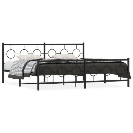 Estructura de cama cabecero y estribo metal negro 193x203 cm de , Camas y somieres - Ref: Foro24-376250, Precio: 140,51 €, De...